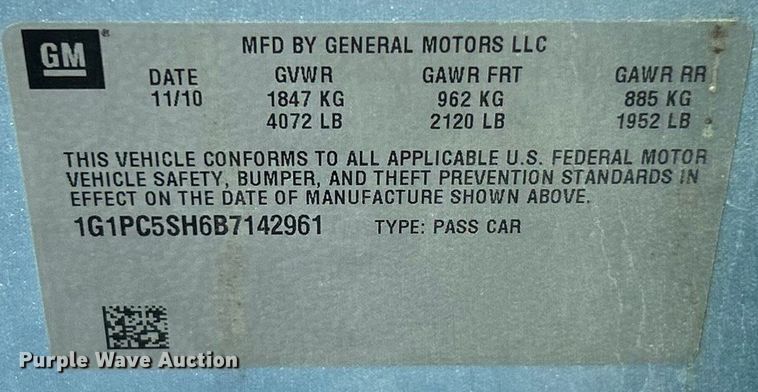 image for item FC5100 2011 Chevrolet Cruze 