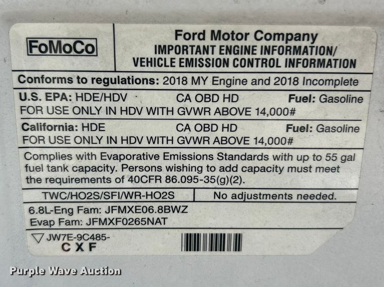 image for item FC5195 2018 Ford E450 van cab and chassis