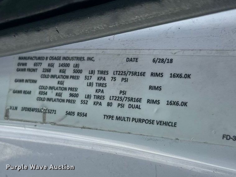 image for item FC5195 2018 Ford E450 van cab and chassis