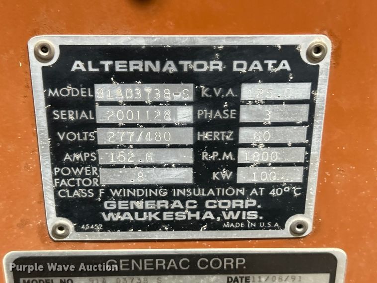 image for item FC5212 Generac Corp 91A03738-S generator