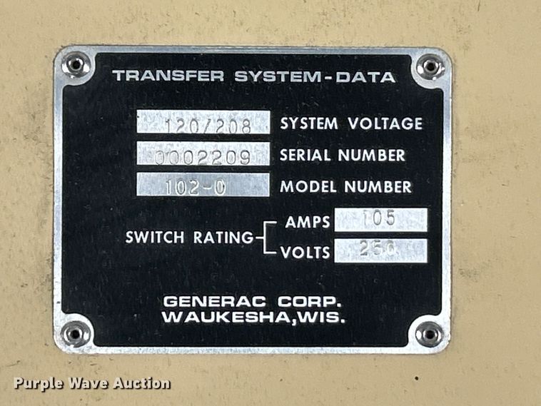 image for item FC5215 Generac GTS 105 transfer switch