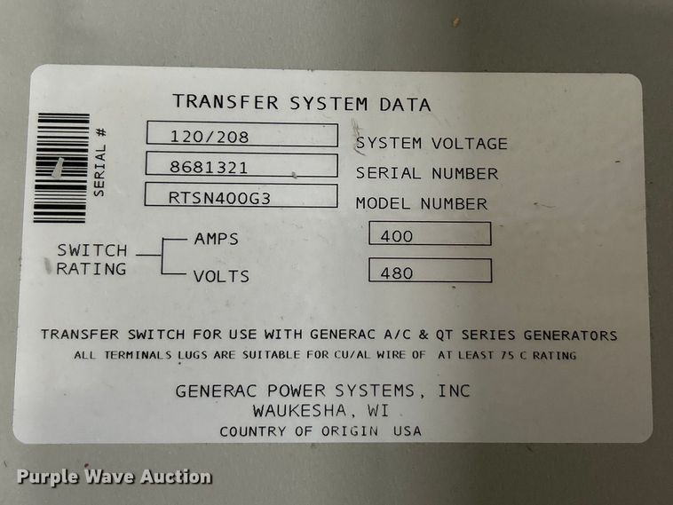 image for item FC5218 Generac transfer switch