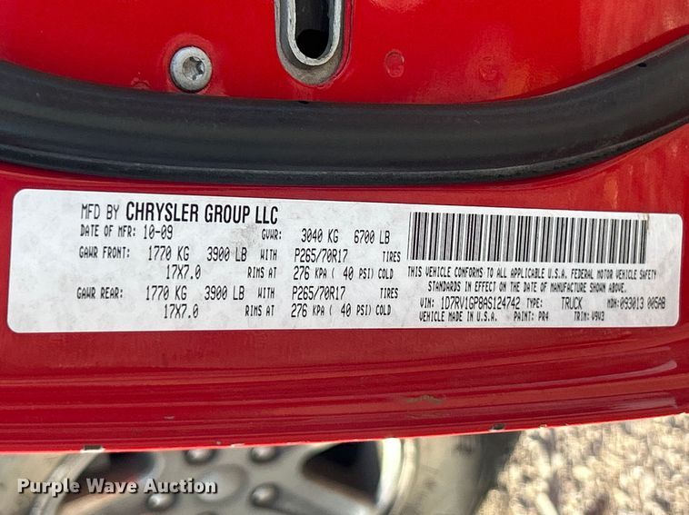 image for item FC5252 2010 Dodge Ram 1500 Ext. Cab pickup truck