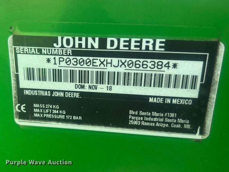 image for item FC5288 2018 John Deere 3038E MFWD tractor
