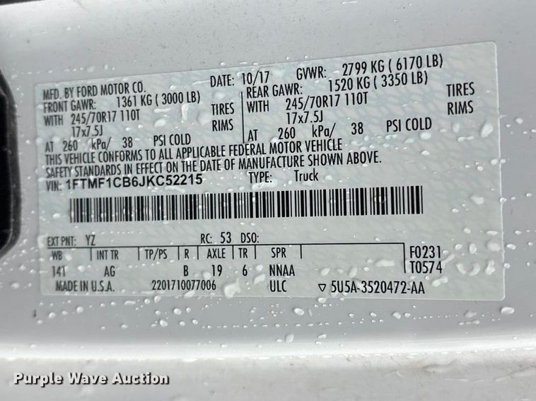 image for item FG0126 2018 Ford F150 pickup truck