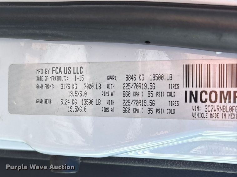 image for item FG0210 2015 RAM 5500 truck cab and chassis