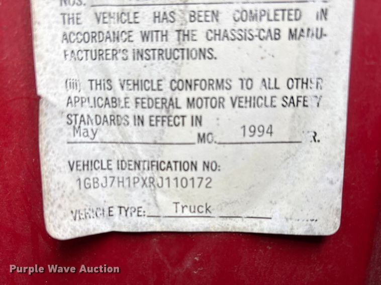 image for item FG2769 1994 Chevrolet Kodiak C5500 flatbed truck