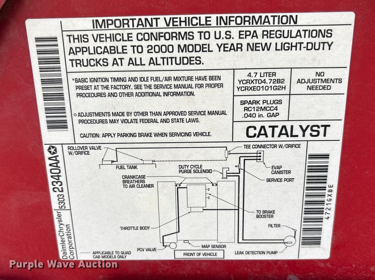 image for item FG2781 2000 Dodge Dakota Ext. Cab pickup truck