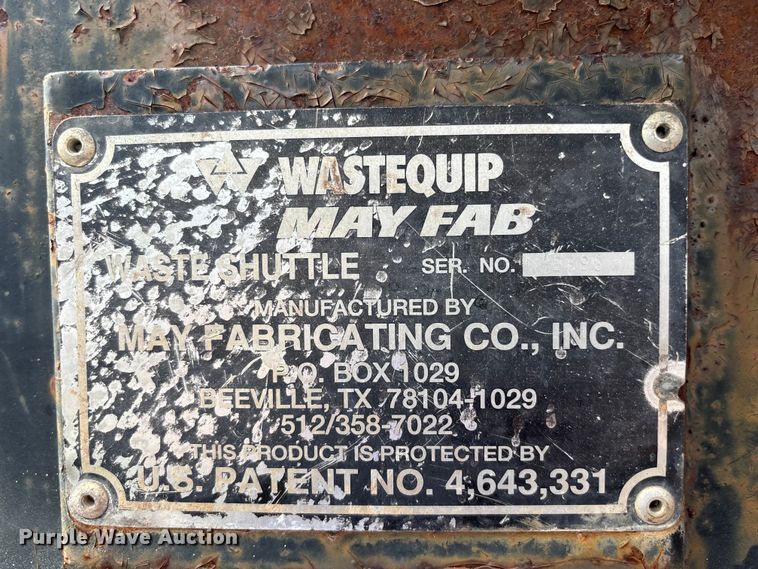 image for item FH7025 May Fabricating Co., Inc. Wastequip roll-off tank