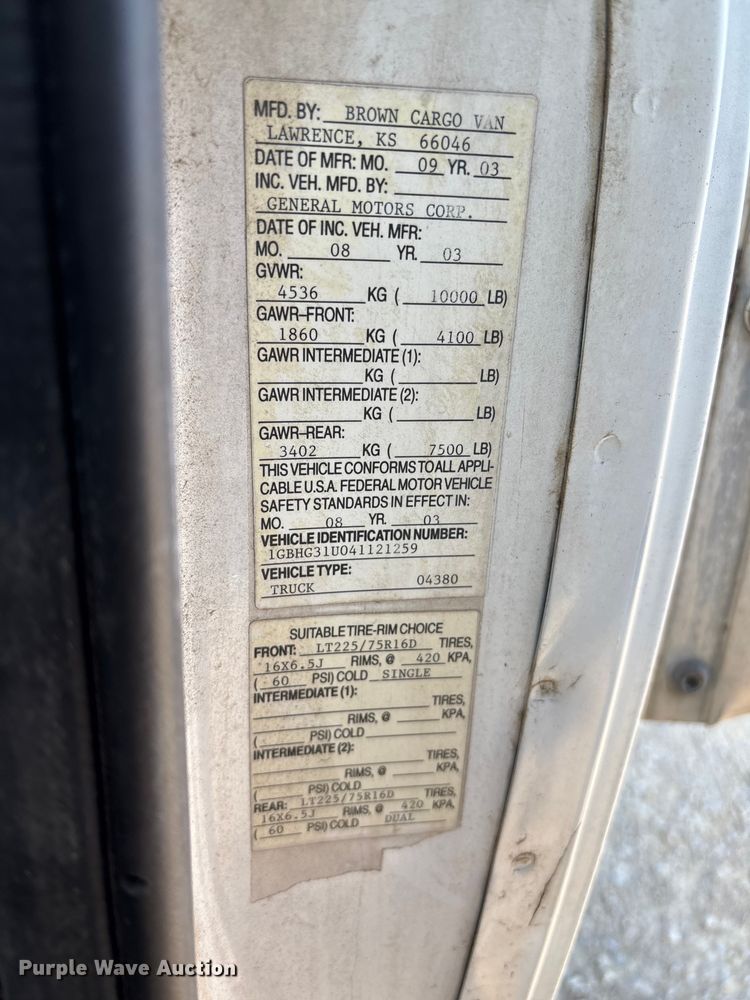 image for item FI0788 2004 Chevrolet  Express box truck