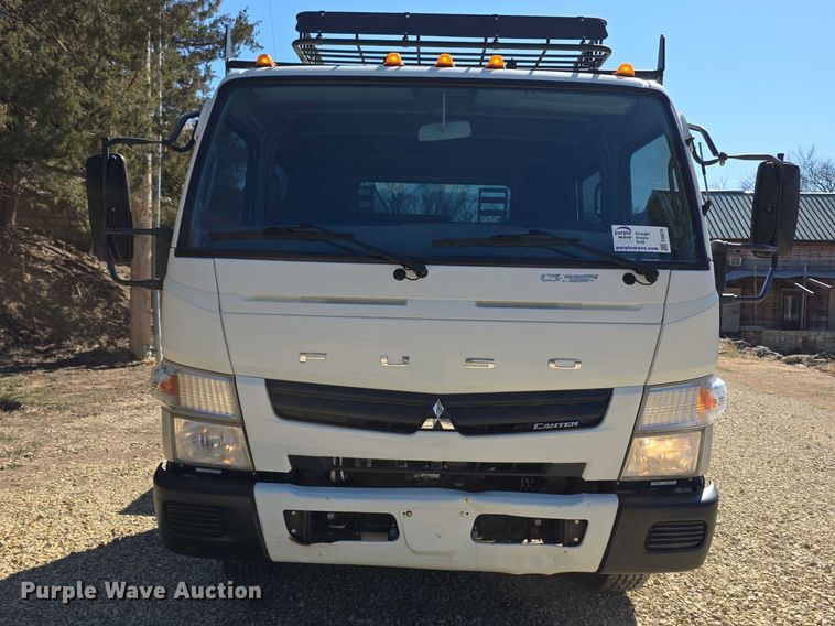 image for item FI0878 2012 Mitsubishi Fuso FE160 Crew Cab flatbed truck