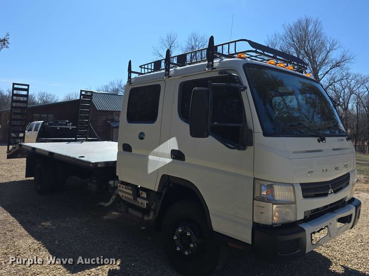 image for item FI0878 2012 Mitsubishi Fuso FE160 Crew Cab flatbed truck