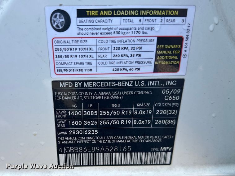 image for item FK0012 2009 Mercedes-Benz ML350 SUV