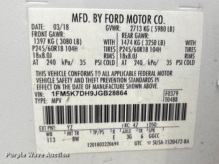 image for item FK1266 2018 Ford Explorer SUV