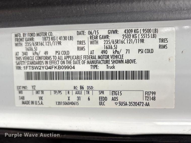 image for item FK1285 2015 Ford Transit 350 van