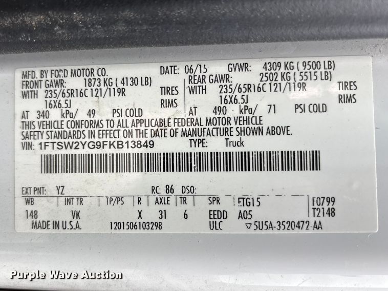 image for item FK1286 2015 Ford Transit 350 van