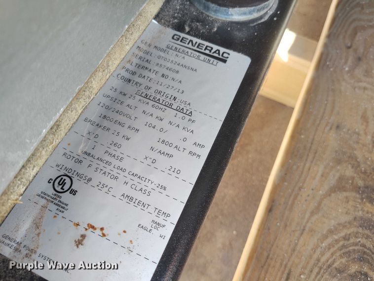 image for item IH9481 Generac QTO2524ANSNA generator