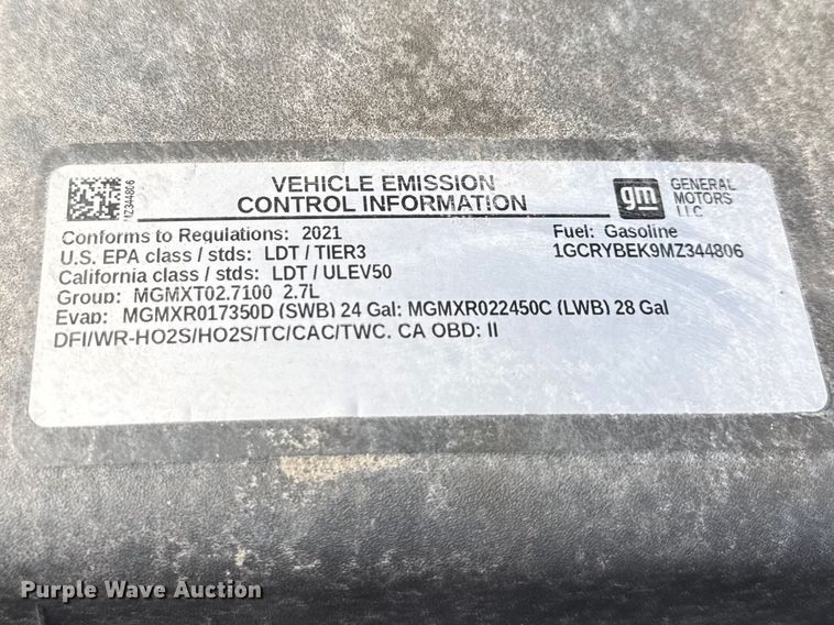 image for item ND9460 2021 Chevrolet Silverado 1500 Ext. Cab pickup truck