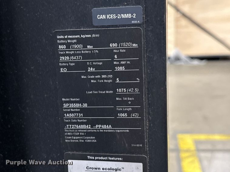 image for item ND9461 2017 Crown SP3520-30 order picker