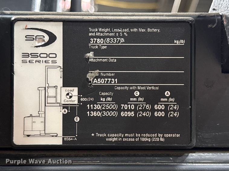 image for item ND9461 2017 Crown SP3520-30 order picker