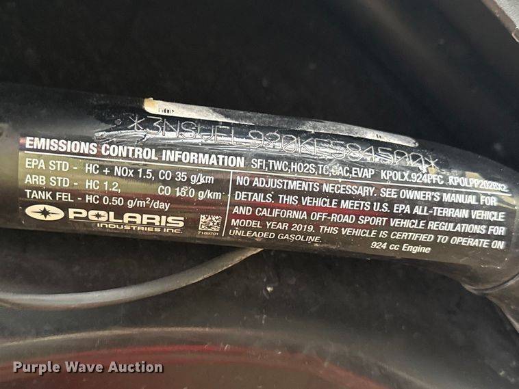 image for item NK9129 2019 Polaris RZR XP Turbo utility vehicle