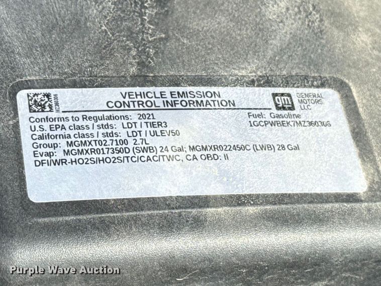 image for item NK9149 2021 Chevrolet Silverado 1500 Crew Cab pickup truck