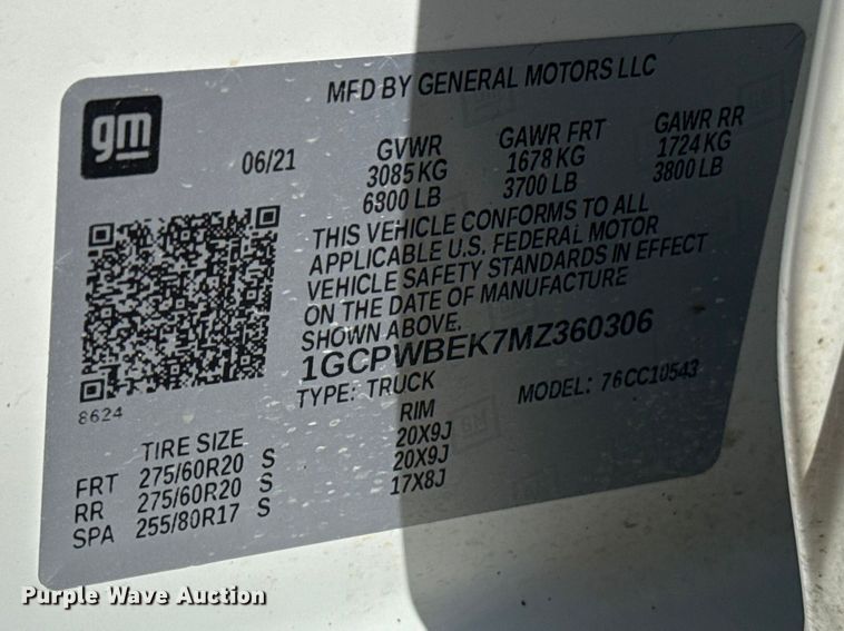 image for item NK9149 2021 Chevrolet Silverado 1500 Crew Cab pickup truck