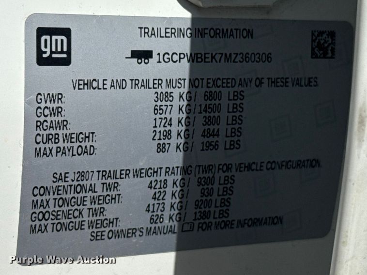 image for item NK9149 2021 Chevrolet Silverado 1500 Crew Cab pickup truck