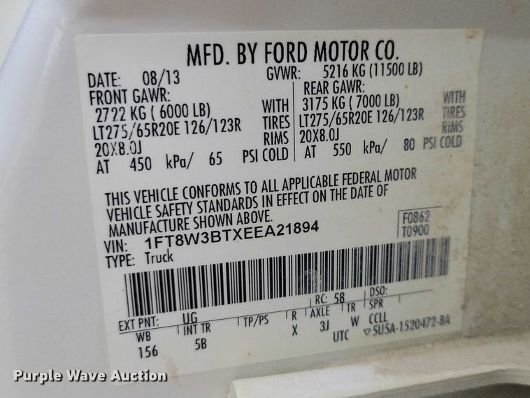 image for item NK9939 2014 Ford F350 Super Duty Crew Cab pickup truck