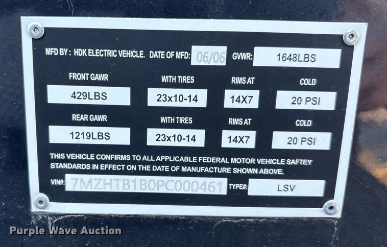 image for item YA1598 2023 HDK Evolution golf cart