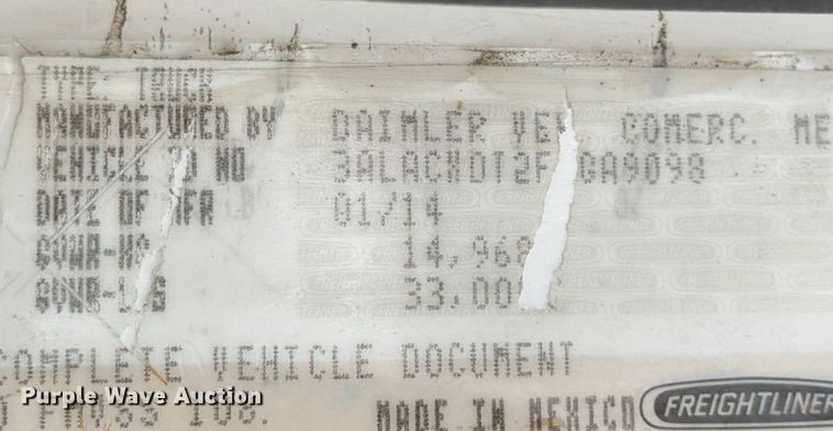 image for item YA2082 2015 Freightliner Business Class M2 box truck