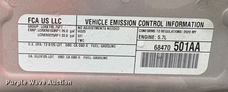 image for item YA2422 2020 RAM 1500 Big Horn Crew Cab pickup truck