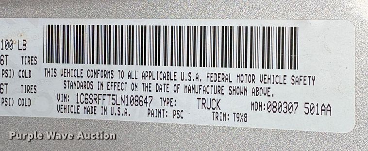 image for item YA2422 2020 RAM 1500 Big Horn Crew Cab pickup truck