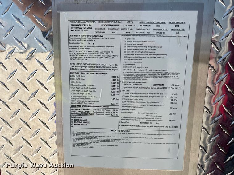 image for item YA2881 2022 Freightliner Business Class M2 crew cab ambulance