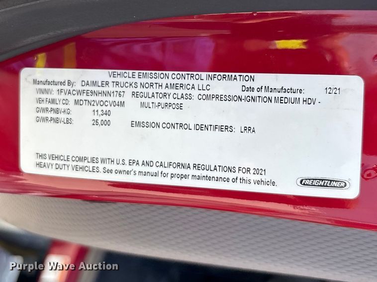 image for item YA2881 2022 Freightliner Business Class M2 crew cab ambulance