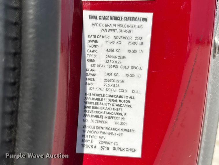 image for item YA2881 2022 Freightliner Business Class M2 crew cab ambulance