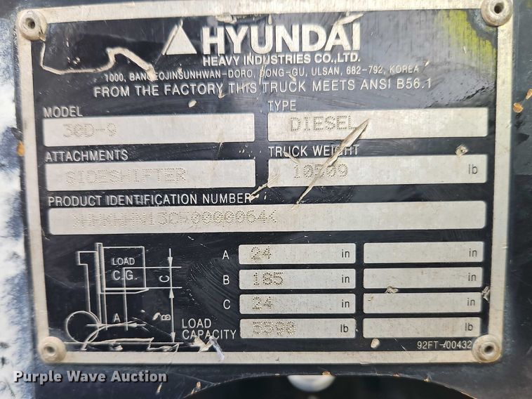 image for item YA2969 Hyundai 30D-9 forklift