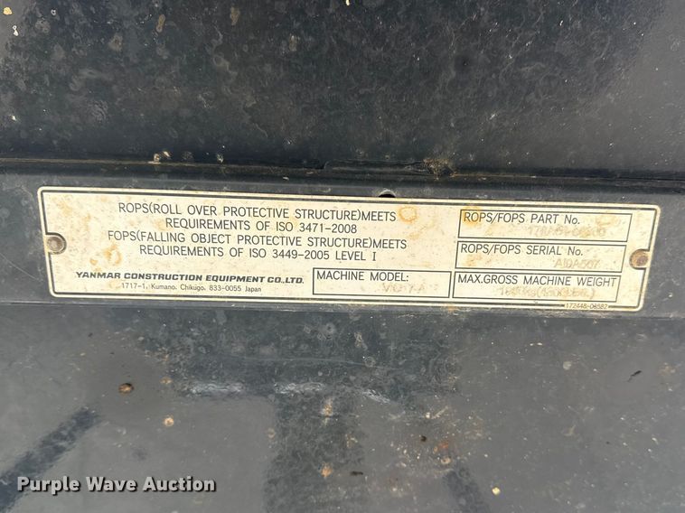 image for item DO8477 2018 Yanmar ViO17-A mini excavator