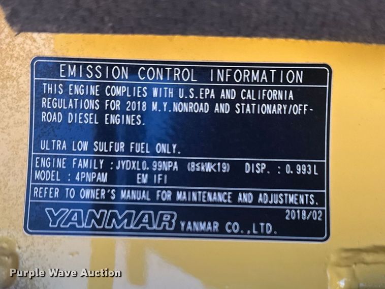 image for item DO8477 2018 Yanmar ViO17-A mini excavator