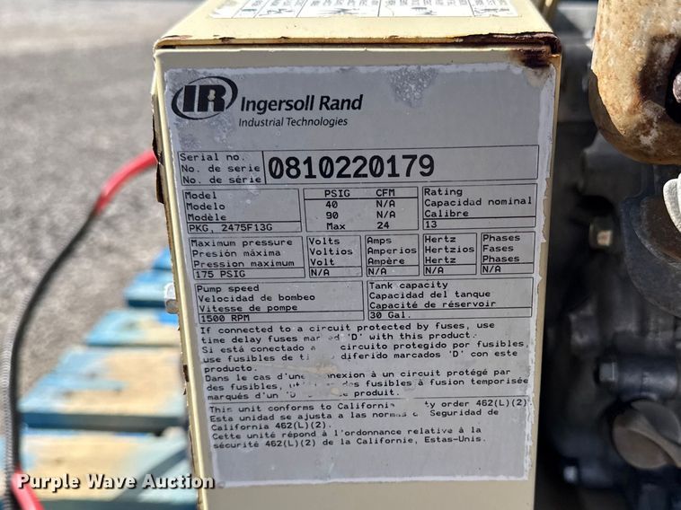 image for item DO8482 Ingersoll Rand air compressor