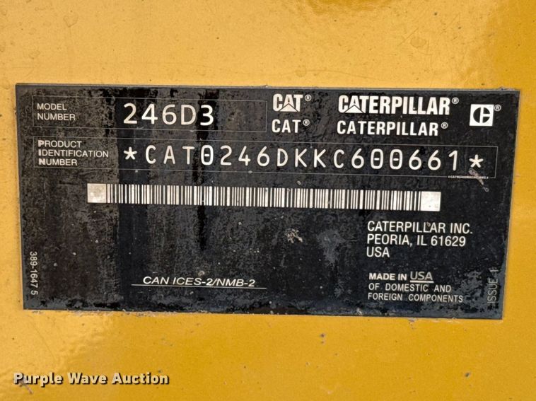 image for item DR0986 2019 Caterpillar 246D3 skid steer loader
