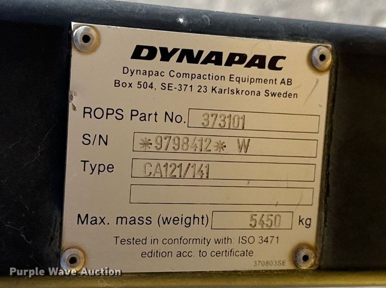 image for item DR0987 2006 Dynapac CA141PD single drum vibratory roller
