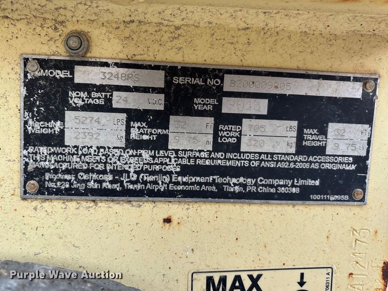 image for item DT0103 2013 JLG 3248RS scissor lift