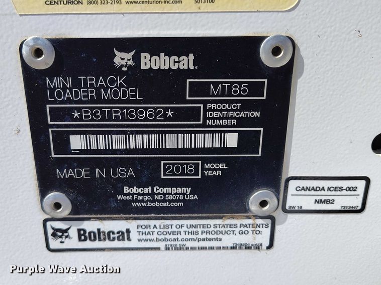 image for item DT0991 2018 Bobcat MT85 compact utility loader