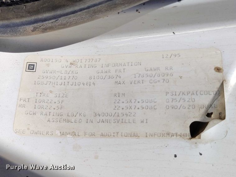 image for item DT0994 1996 Chevrolet Kodiak C7500  dump flatbed truck