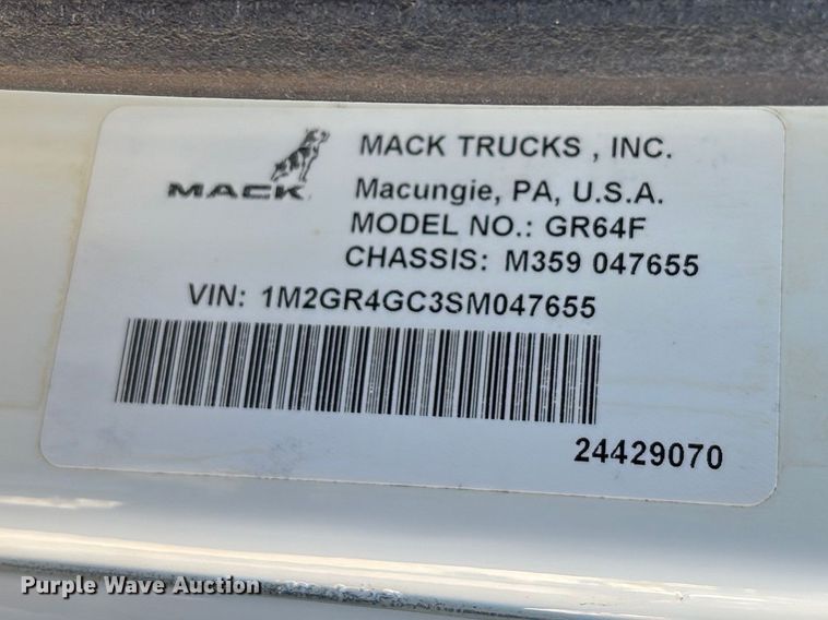 image for item DU0407 2025 Mack Granite dump truck