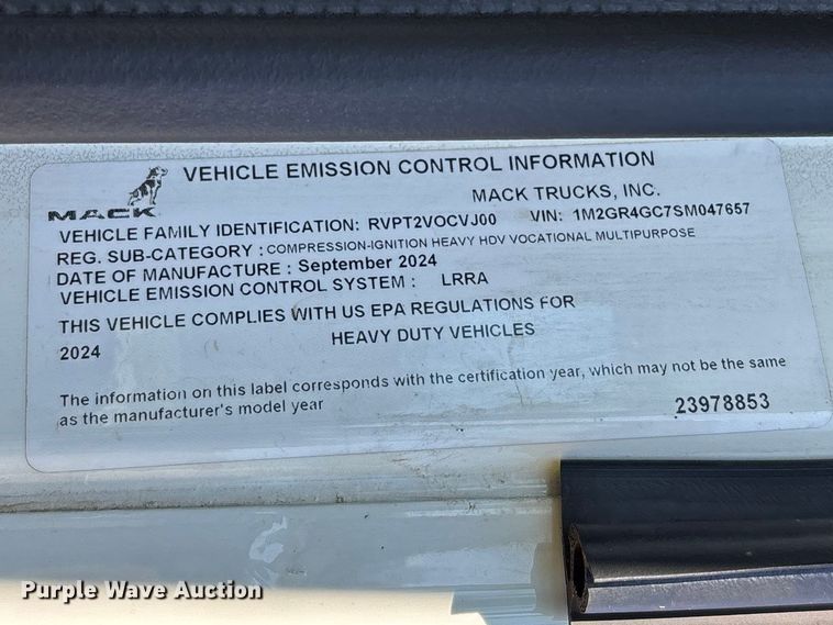 image for item DU0410 2025 Mack Granite dump truck