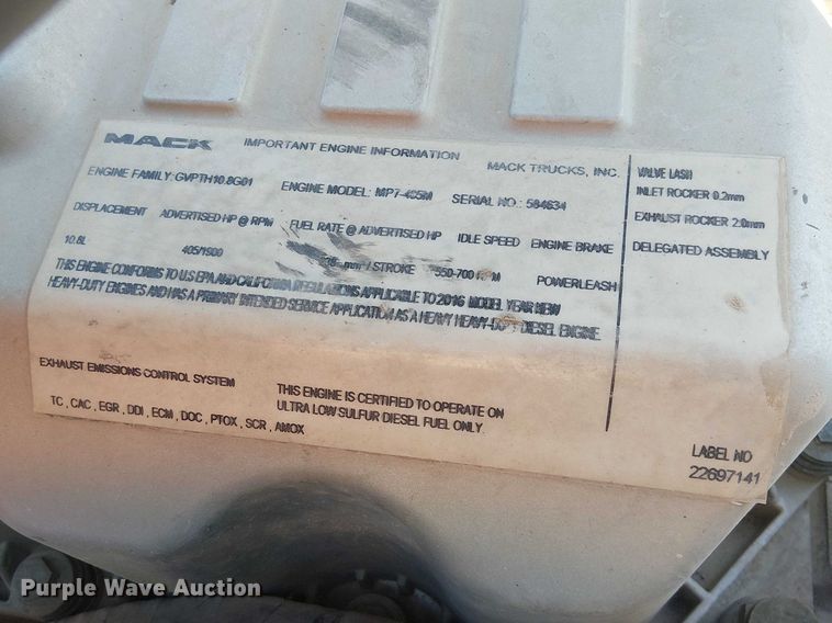 image for item DU3102 2017 Mack Granite GU713 dump truck