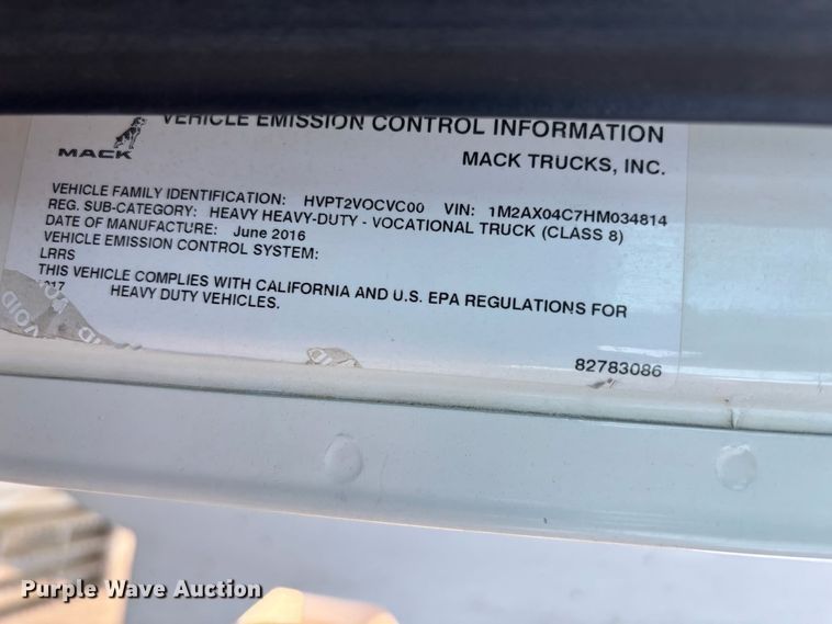 image for item DU3102 2017 Mack Granite GU713 dump truck