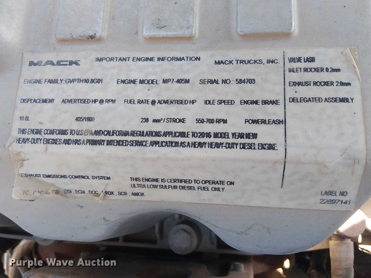 image for item DU3103 2017 Mack Granite GU713 dump truck